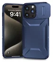 Apple iPhone 15 Pro Hoesje Camera Slider Back Cover Schokbestendig Blauw