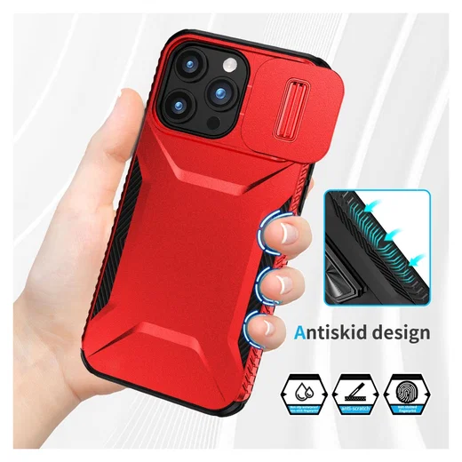 Apple iPhone 15 Pro Hoesje Camera Slider Back Cover Schokbestendig Rood afbeelding 8