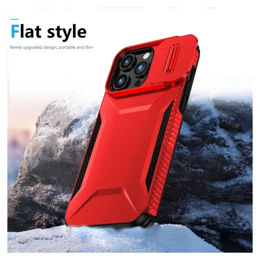 Apple iPhone 15 Pro Hoesje Camera Slider Back Cover Schokbestendig Rood afbeelding 9