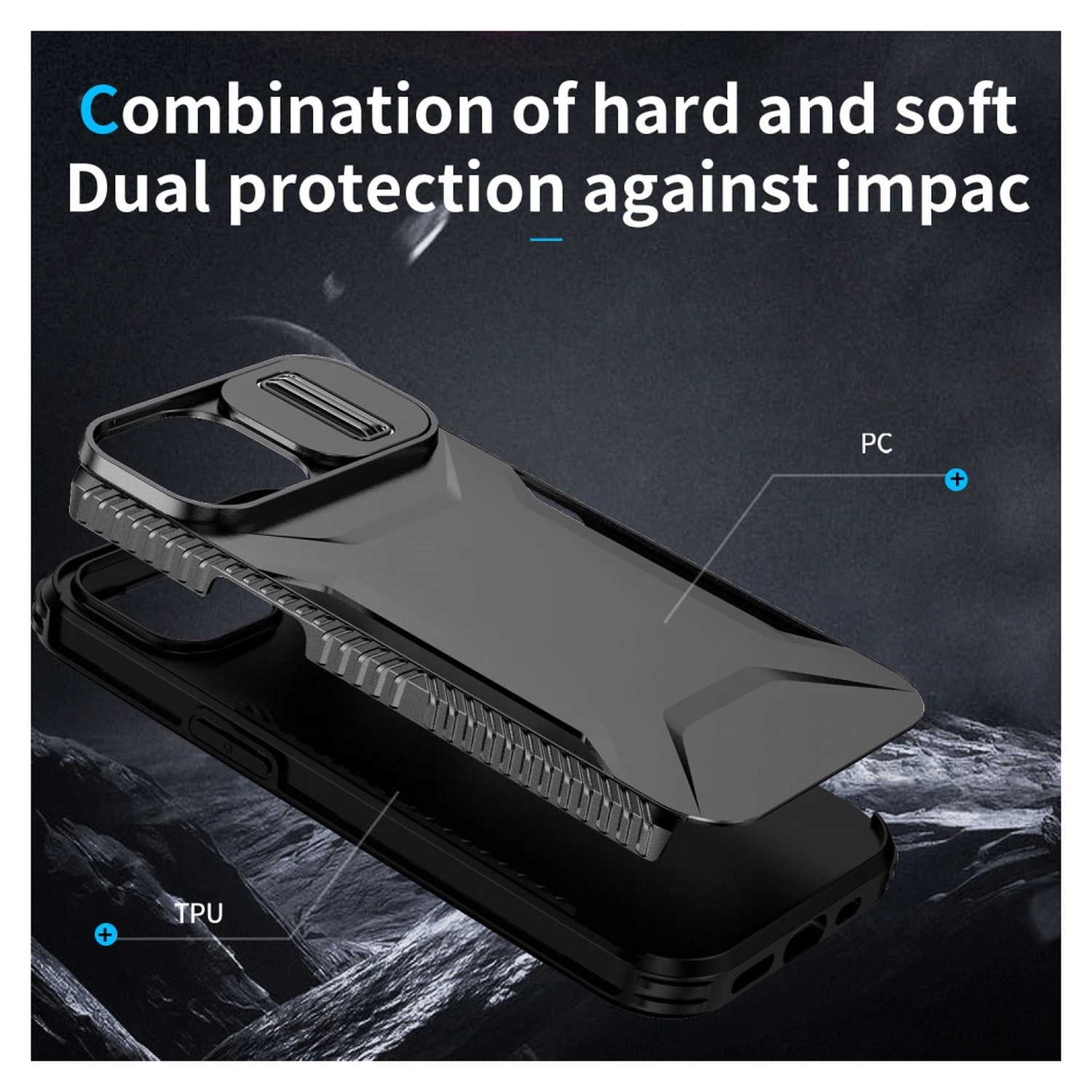 Apple iPhone 15 Hoesje Camera Slider Back Cover Schokbestendig Zwart afbeelding 10