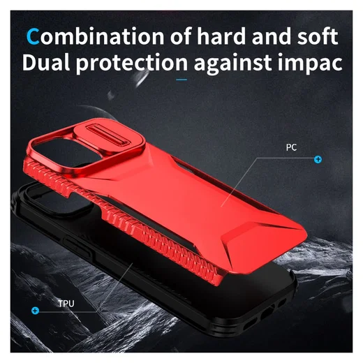Apple iPhone 15 Hoesje Camera Slider Back Cover Schokbestendig Rood afbeelding 9