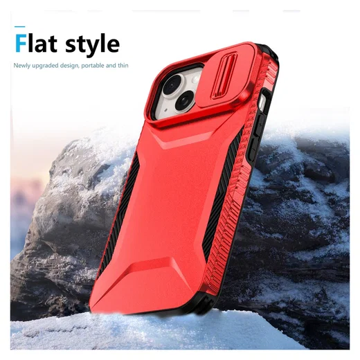 Apple iPhone 15 Hoesje Camera Slider Back Cover Schokbestendig Rood afbeelding 8