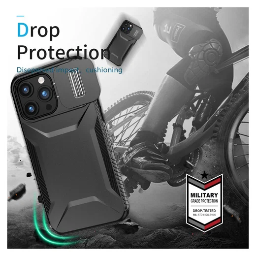 Apple iPhone 15 Pro Max Hoesje Camera Slider Back Cover Schokbestendig Zwart afbeelding 6
