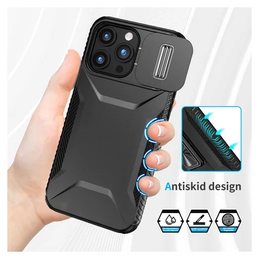 Apple iPhone 15 Pro Max Hoesje Camera Slider Back Cover Schokbestendig Zwart afbeelding 8
