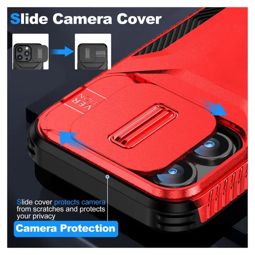 Apple iPhone 15 Pro Max Hoesje Camera Slider Back Cover Schokbestendig Rood afbeelding 5