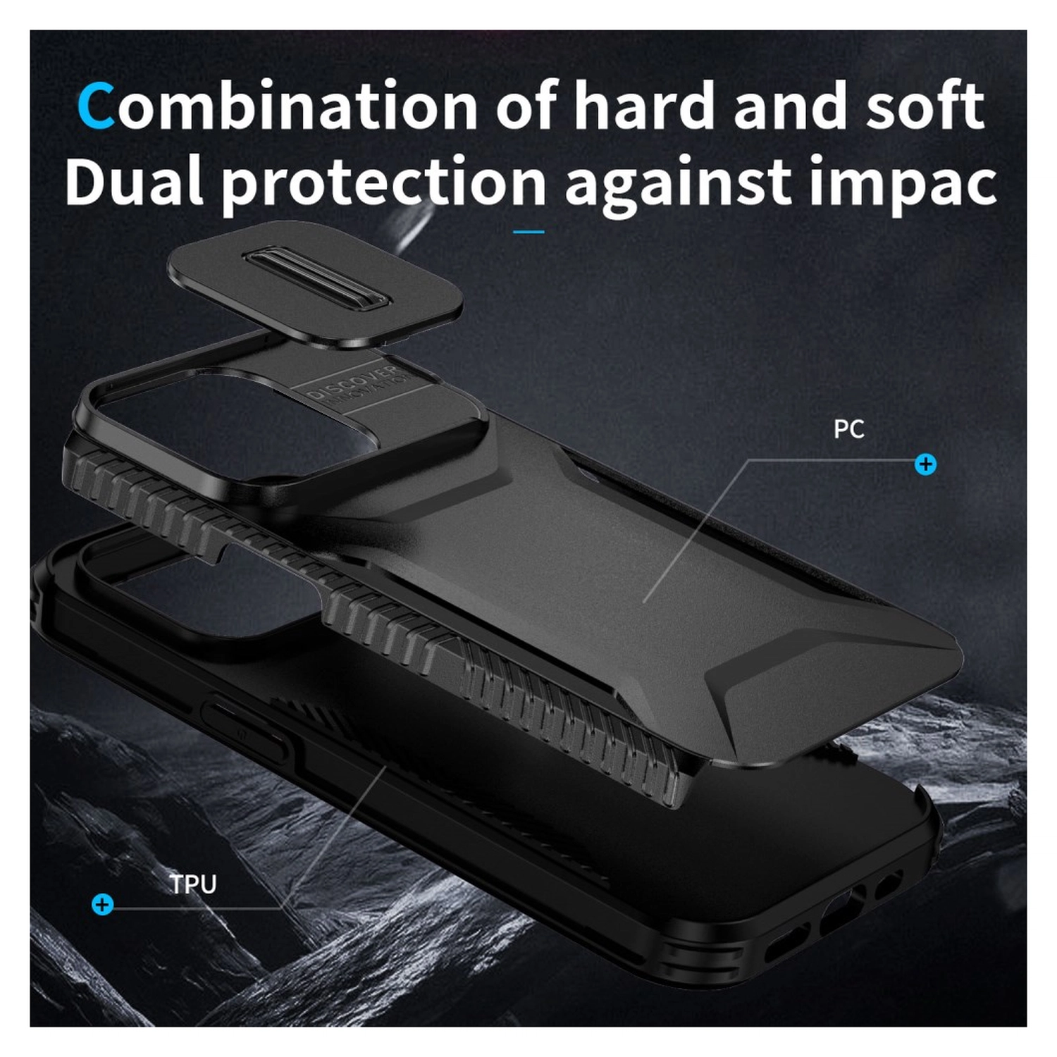 Apple iPhone 14 Pro Hoesje Camera Slider Back Cover Schokbestendig Zwart afbeelding 8