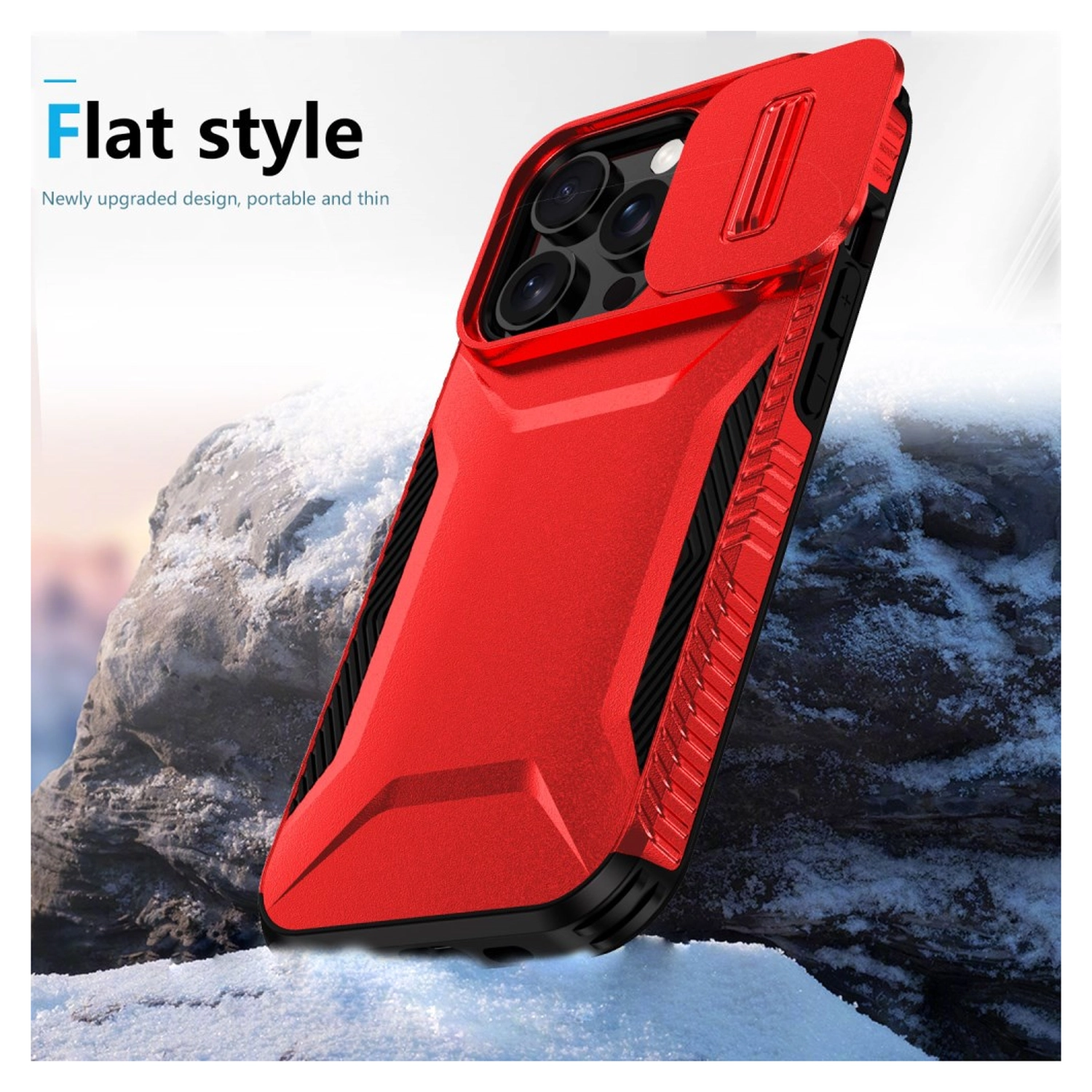 iPhone 14 Pro Hoesje Camera Slider Back Cover Schokbestendig Rood afbeelding 4
