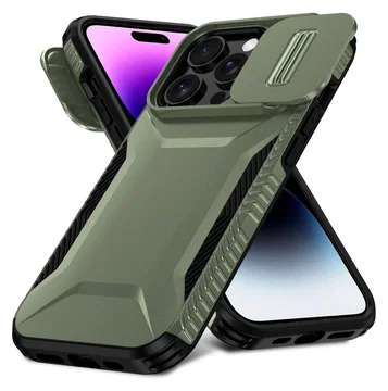 iPhone 14 Pro Max Hoesje Camera Slider Back Cover Schokbestendig Groen