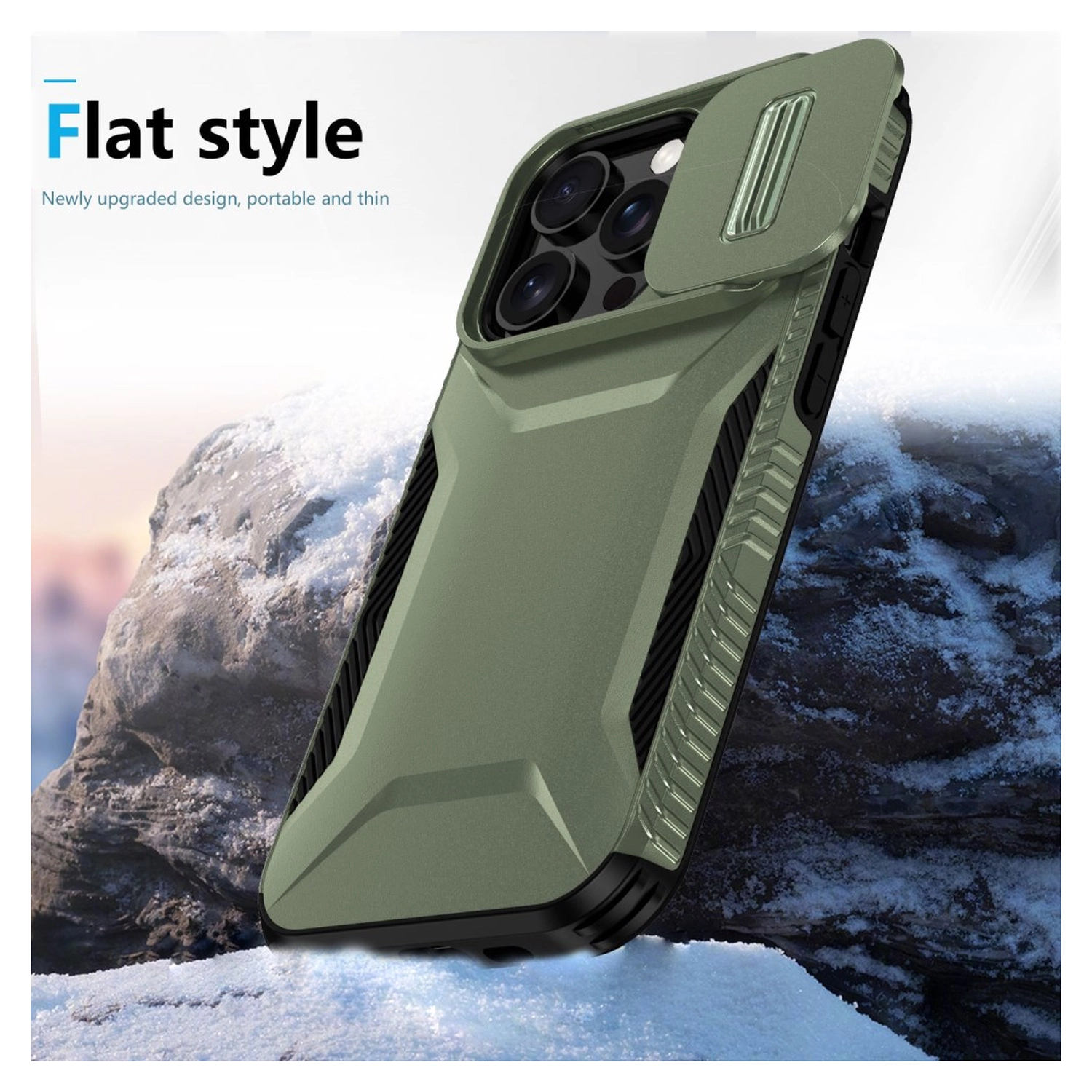 iPhone 14 Pro Max Hoesje Camera Slider Back Cover Schokbestendig Groen afbeelding 4