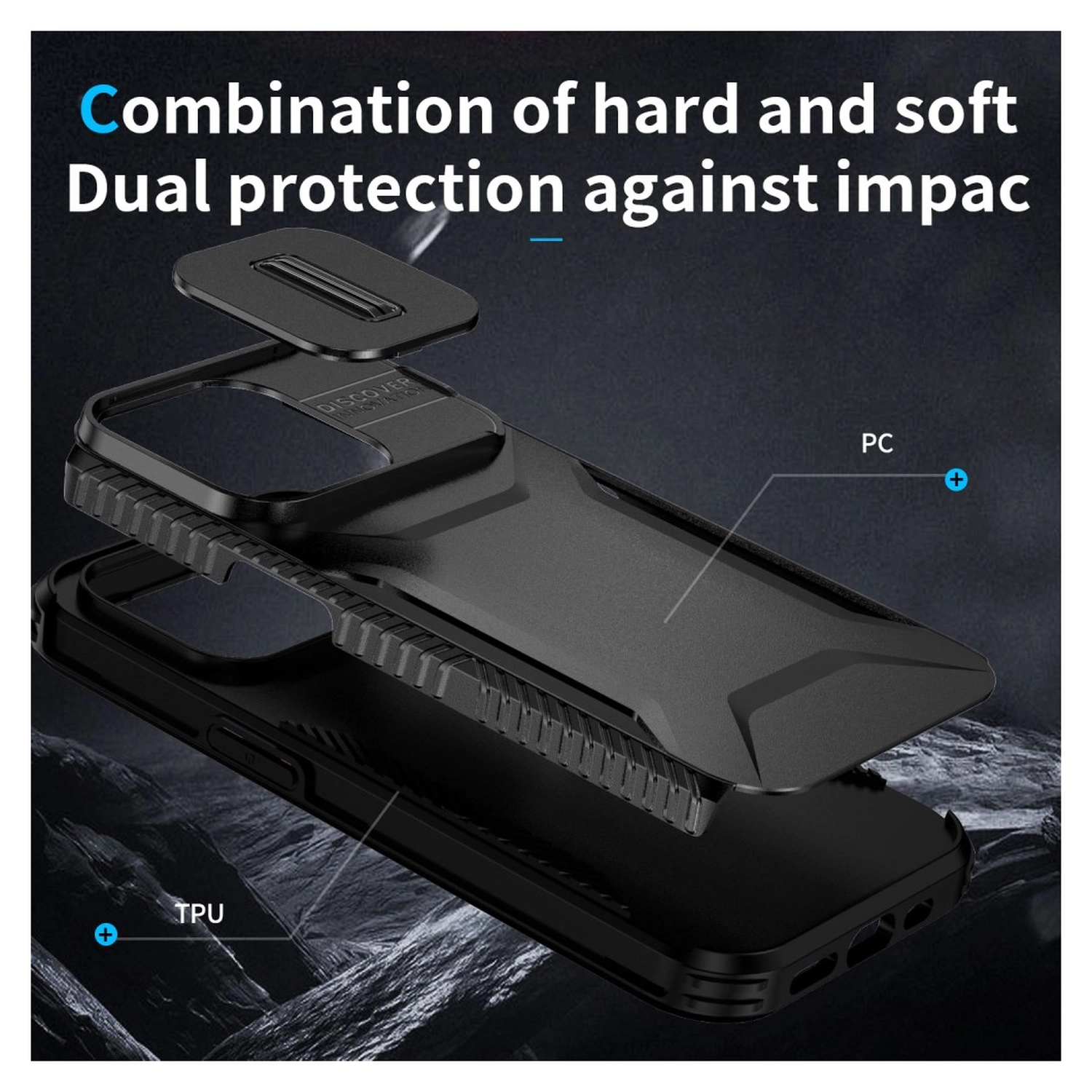 iPhone 14 Pro Max Hoesje Camera Slider Back Cover Schokbestendig Zwart afbeelding 7
