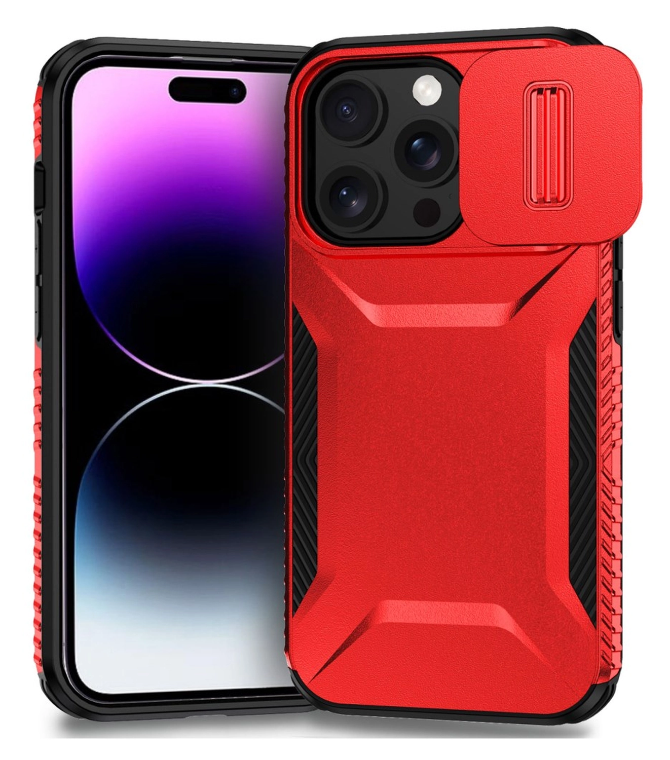 iPhone 14 Pro Max Hoesje Camera Slider Back Cover Schokbestendig Rood afbeelding 1