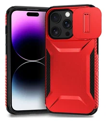 iPhone 14 Pro Max Hoesje Camera Slider Back Cover Schokbestendig Rood afbeelding