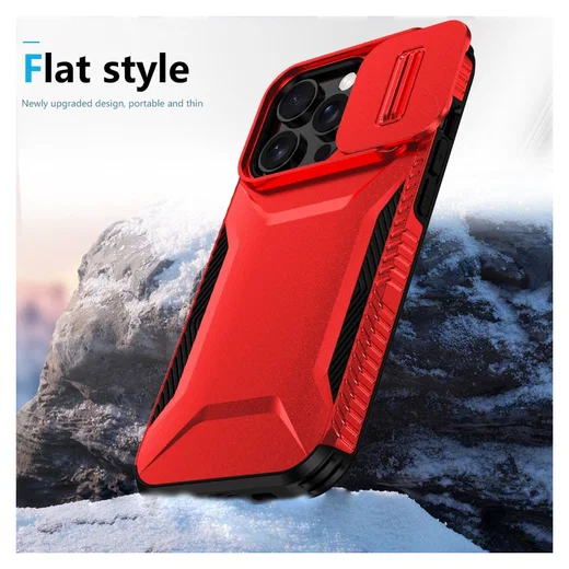 iPhone 14 Pro Max Hoesje Camera Slider Back Cover Schokbestendig Rood afbeelding 4
