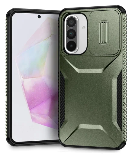 Samsung Galaxy A56/A37/A36 Hoesje Camera Slider Back Cover Schokbestendig Groen afbeelding 1