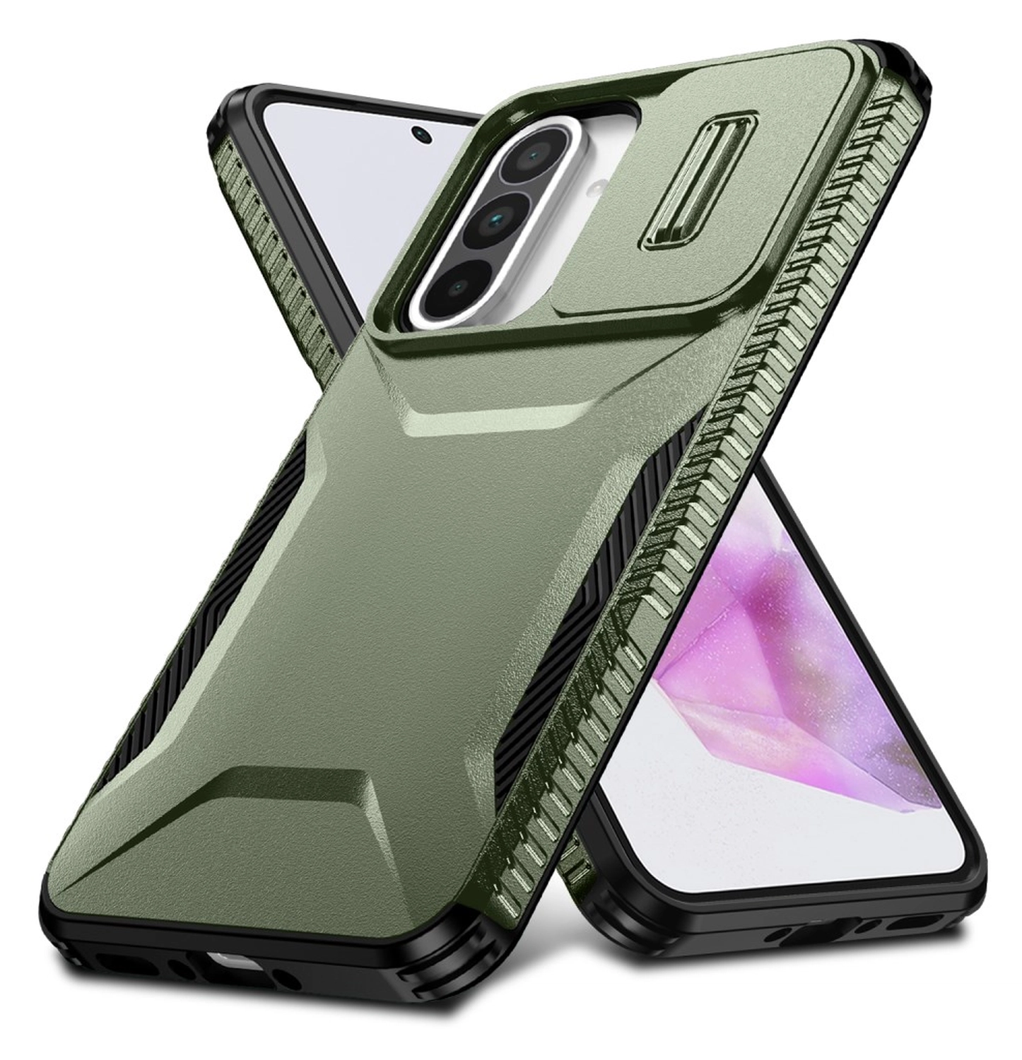 Samsung Galaxy A56/A37/A36 Hoesje Camera Slider Back Cover Schokbestendig Groen afbeelding 2