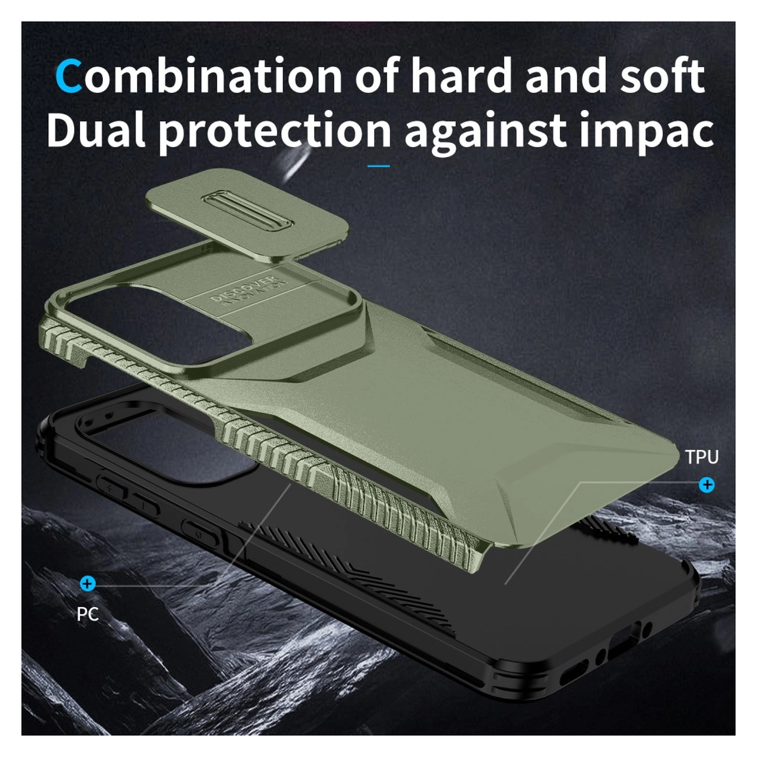 Samsung Galaxy A56/A37/A36 Hoesje Camera Slider Back Cover Schokbestendig Groen afbeelding 6