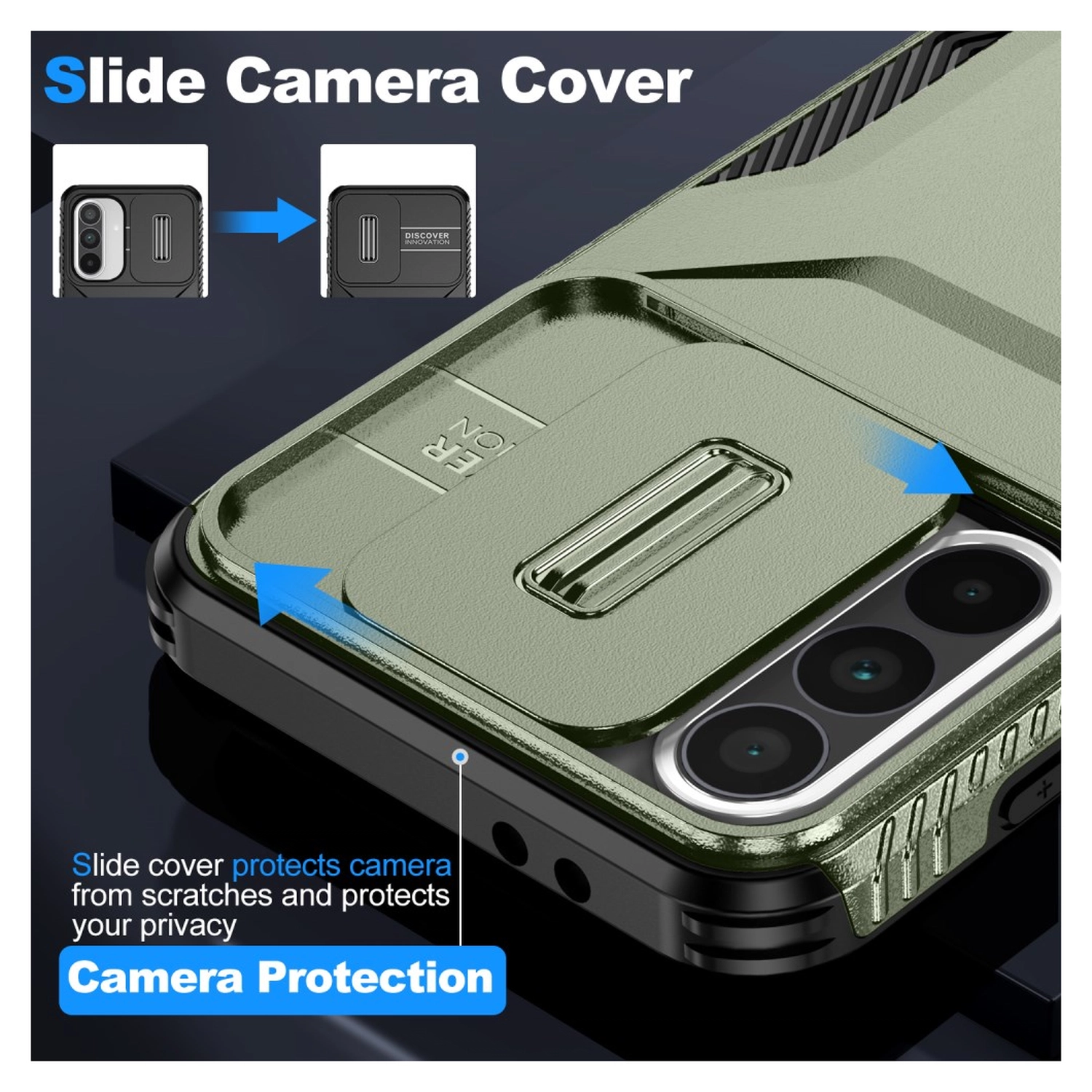 Samsung Galaxy A56/A37/A36 Hoesje Camera Slider Back Cover Schokbestendig Groen afbeelding 7