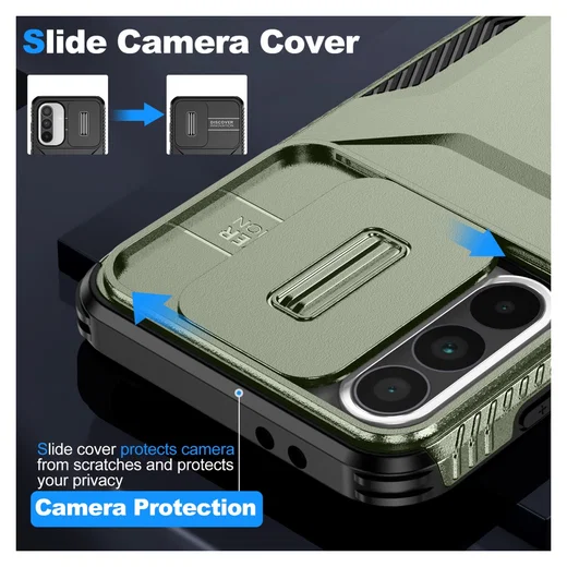 Samsung Galaxy A56/A37/A36 Hoesje Camera Slider Back Cover Schokbestendig Groen afbeelding 7