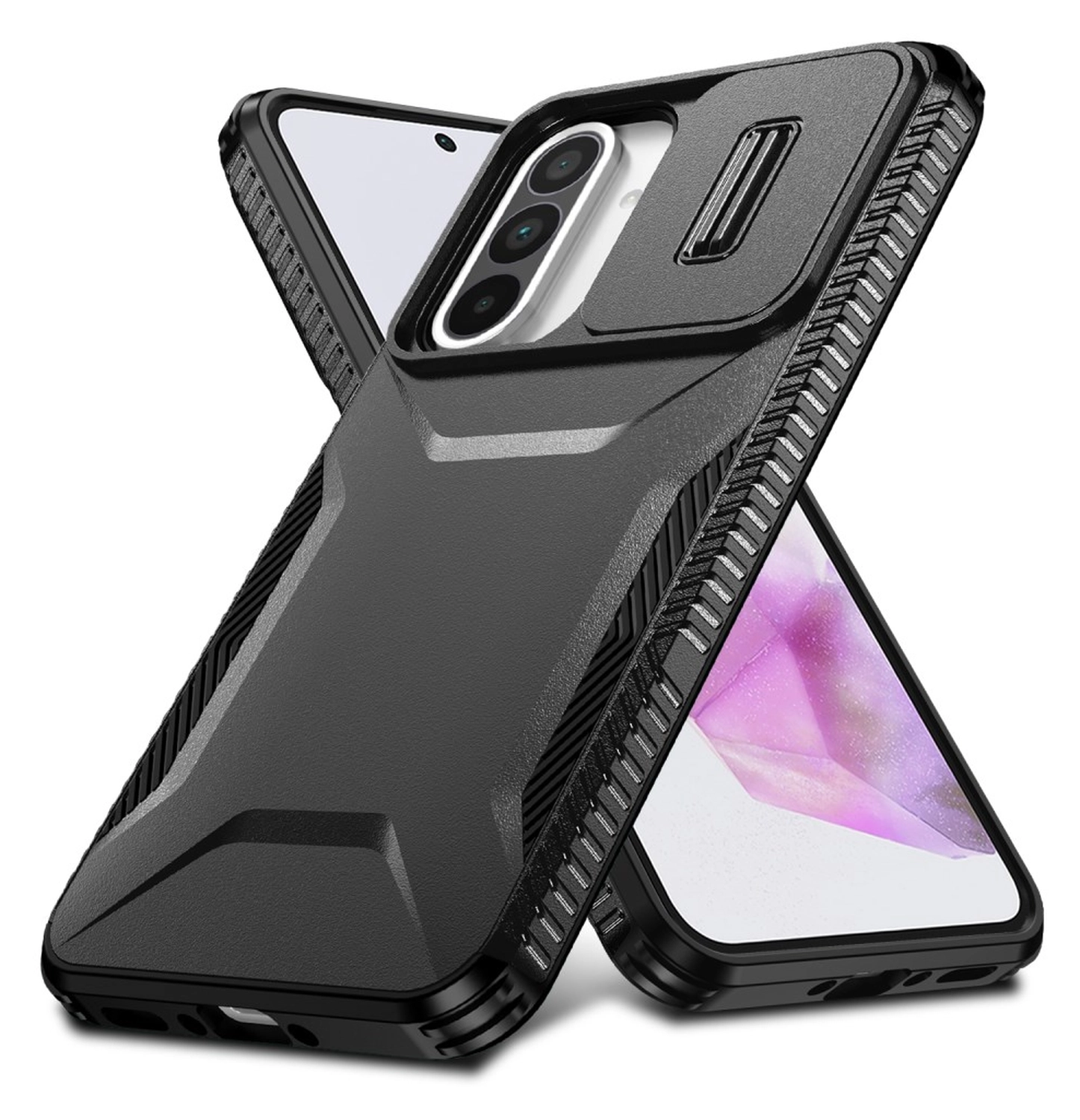 Samsung Galaxy A56/A37/A36 Hoesje Camera Slider Back Cover Schokbestendig Zwart afbeelding 2