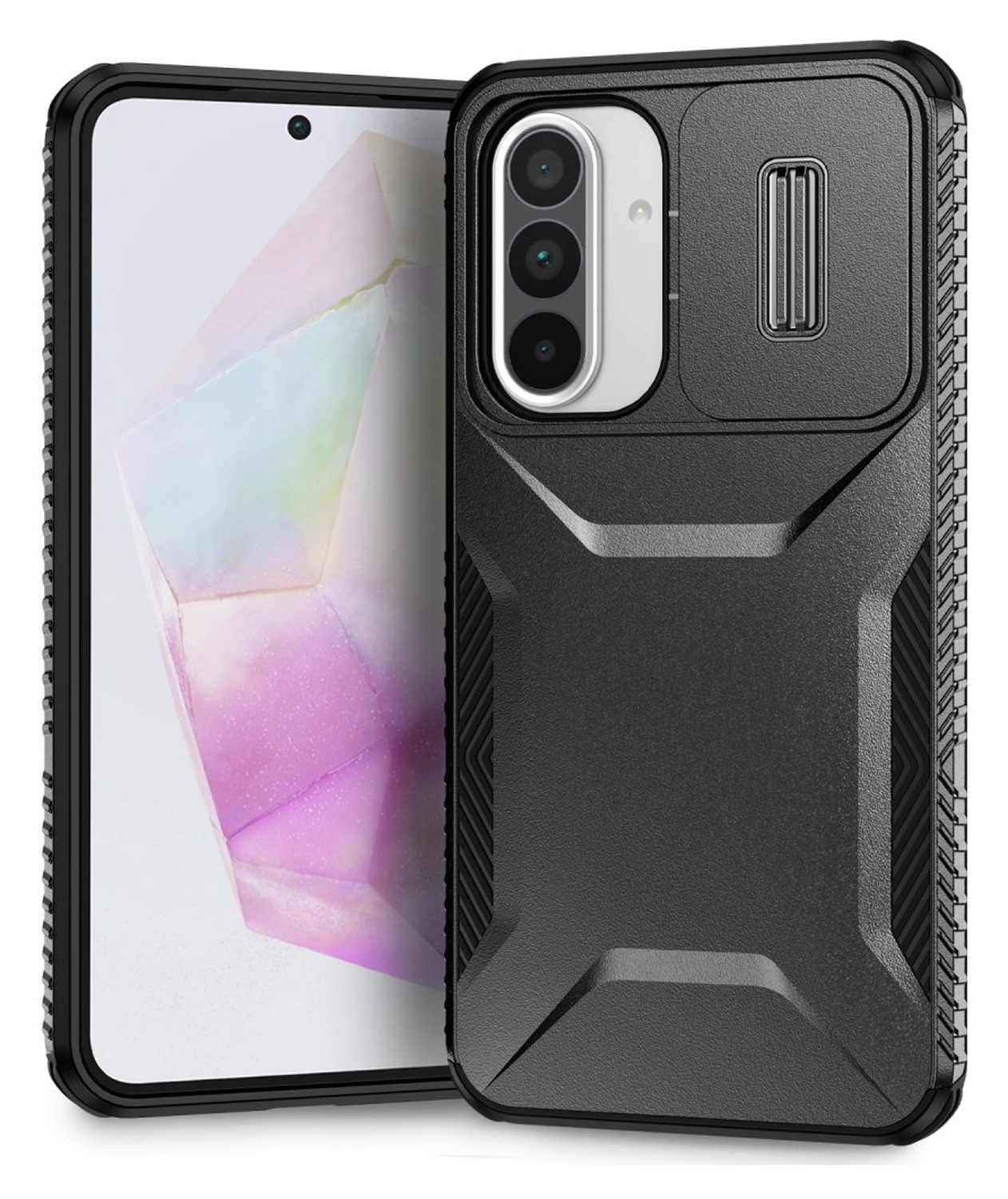 Samsung Galaxy A56/A37/A36 Hoesje Camera Slider Back Cover Schokbestendig Zwart afbeelding 1