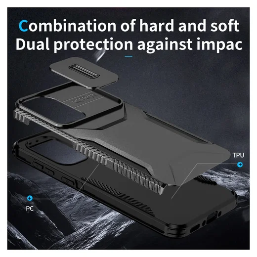 Samsung Galaxy A56/A37/A36 Hoesje Camera Slider Back Cover Schokbestendig Zwart afbeelding 6