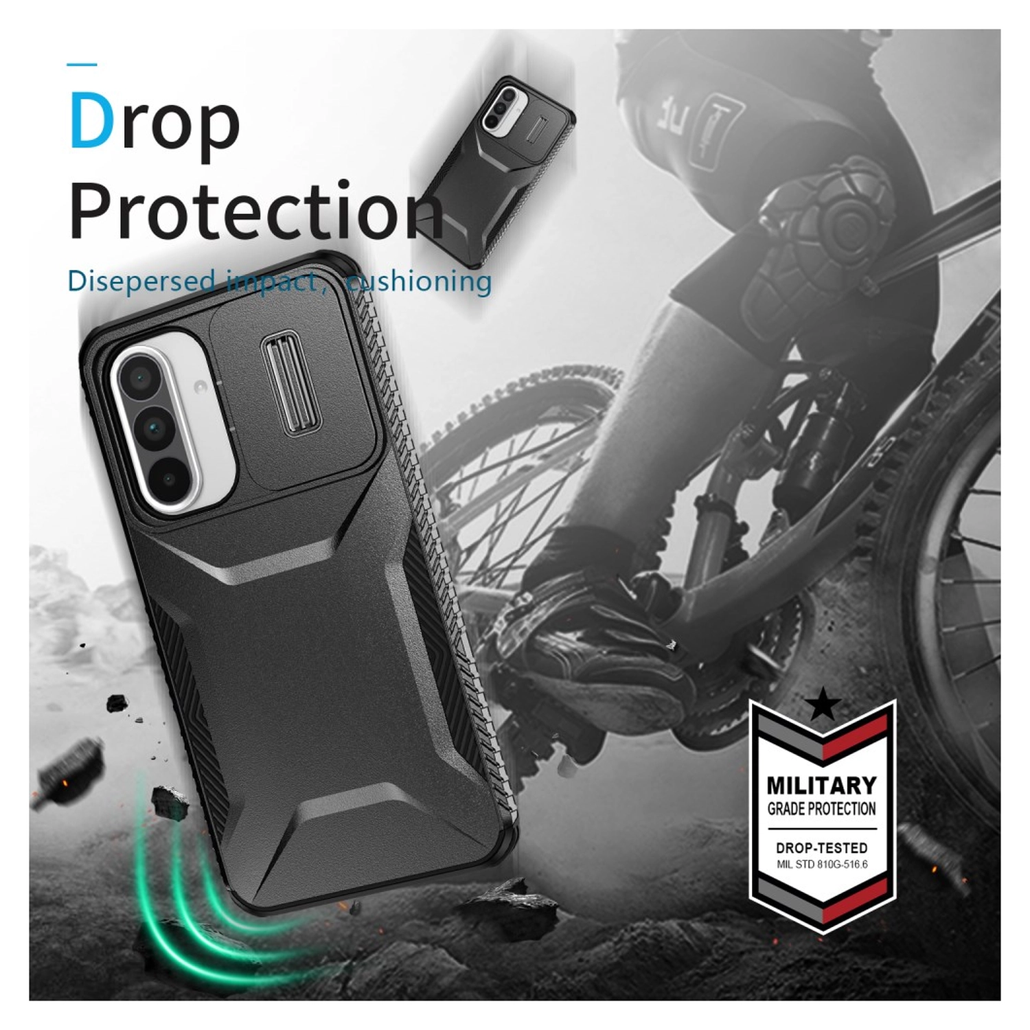 Samsung Galaxy A56/A37/A36 Hoesje Camera Slider Back Cover Schokbestendig Zwart afbeelding 8