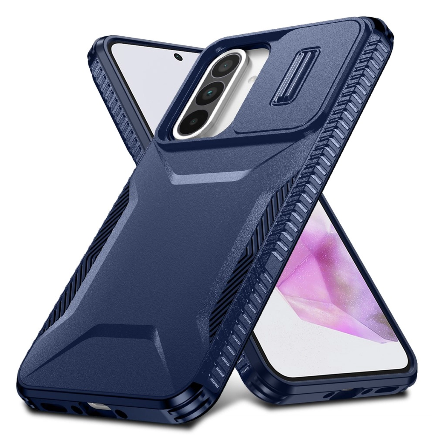Samsung Galaxy A56/A37/A36 Hoesje Camera Slider Back Cover Schokbestendig Blauw afbeelding 2