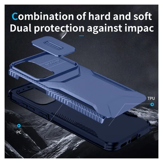 Samsung Galaxy A56/A37/A36 Hoesje Camera Slider Back Cover Schokbestendig Blauw afbeelding 5