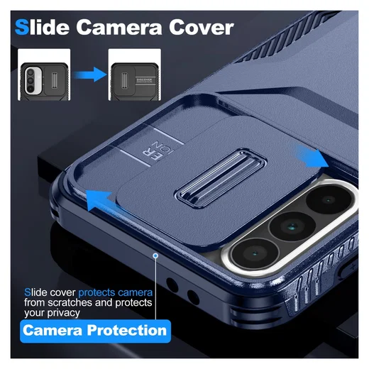 Samsung Galaxy A56/A37/A36 Hoesje Camera Slider Back Cover Schokbestendig Blauw afbeelding 6