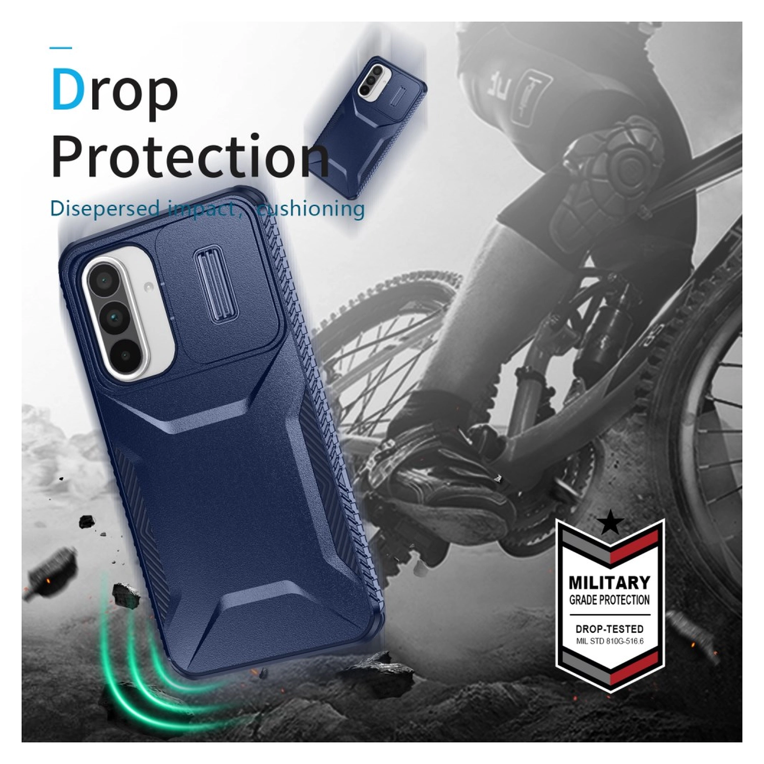 Samsung Galaxy A56/A37/A36 Hoesje Camera Slider Back Cover Schokbestendig Blauw afbeelding 8