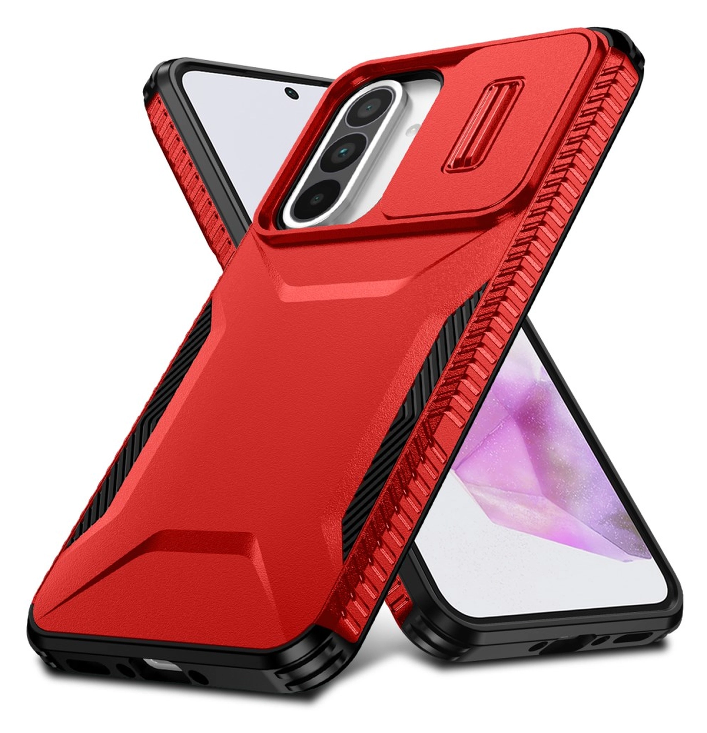 Samsung Galaxy A56/A37/A36 Hoesje Camera Slider Back Cover Schokbestendig Rood afbeelding 2