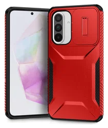 Samsung Galaxy A56/A37/A36 Hoesje Camera Slider Back Cover Schokbestendig Rood afbeelding