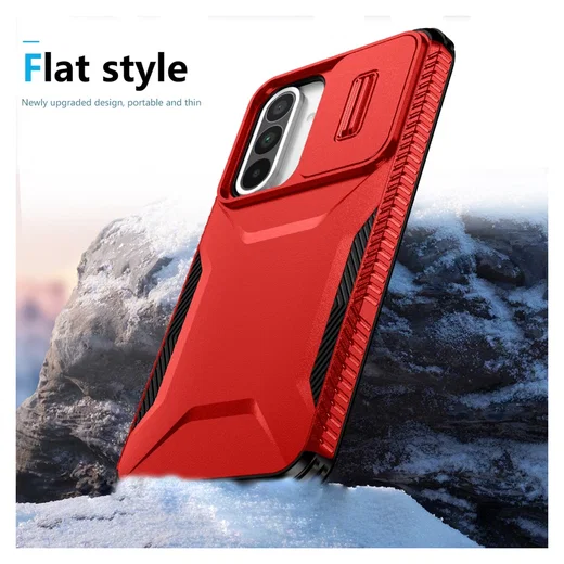 Samsung Galaxy A56/A37/A36 Hoesje Camera Slider Back Cover Schokbestendig Rood afbeelding 5