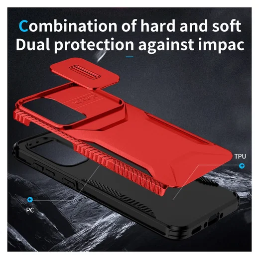 Samsung Galaxy A56/A37/A36 Hoesje Camera Slider Back Cover Schokbestendig Rood afbeelding 6
