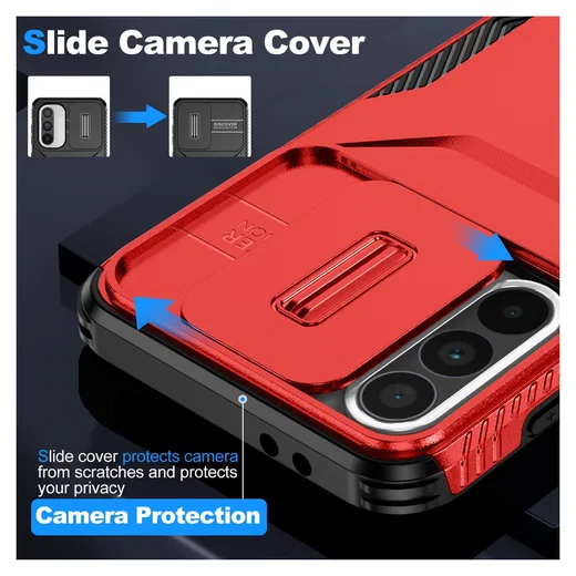Samsung Galaxy A56/A37/A36 Hoesje Camera Slider Back Cover Schokbestendig Rood afbeelding 7