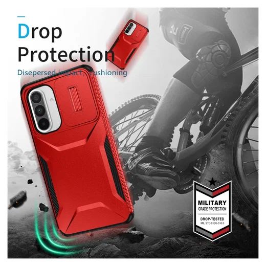 Samsung Galaxy A56/A37/A36 Hoesje Camera Slider Back Cover Schokbestendig Rood afbeelding 8