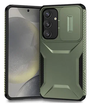 Samsung Galaxy S25 / S24 Hoesje Camera Slider Back Cover Schokbestendig Groen