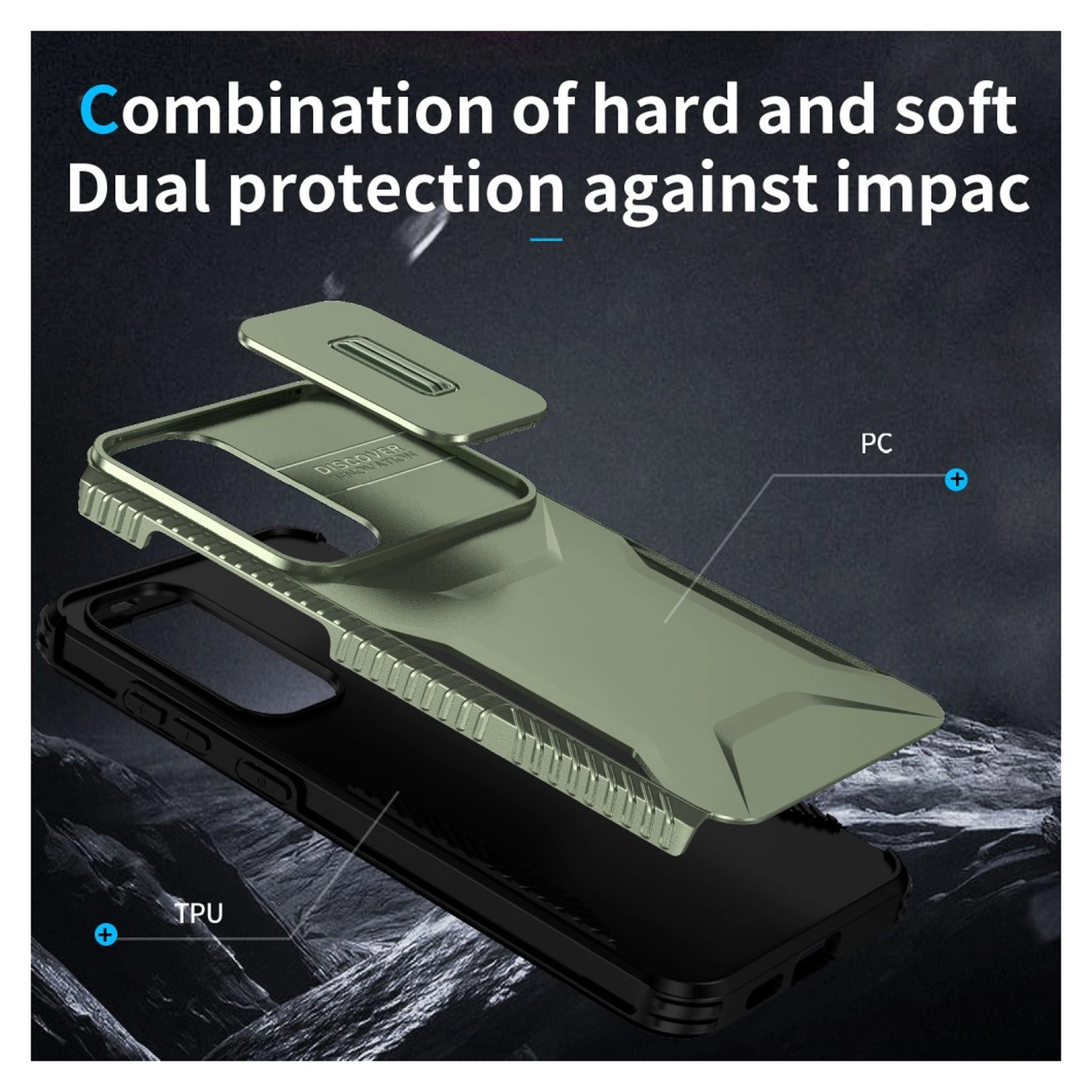 Samsung Galaxy S25 / S24 Hoesje Camera Slider Back Cover Schokbestendig Groen afbeelding 8