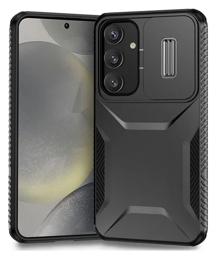 Samsung Galaxy S25 / S24 Hoesje Camera Slider Back Cover Schokbestendig Zwart afbeelding 1
