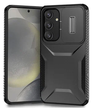 Samsung Galaxy S25 / S24 Hoesje Camera Slider Back Cover Schokbestendig Zwart