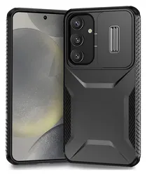 Samsung Galaxy S25 / S24 Hoesje Camera Slider Back Cover Schokbestendig Zwart afbeelding