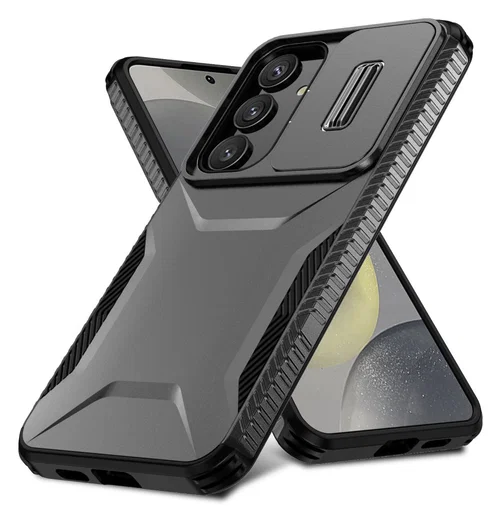 Samsung Galaxy S25 / S24 Hoesje Camera Slider Back Cover Schokbestendig Zwart afbeelding 2