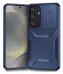 Samsung Galaxy S25 / S24 Hoesje Camera Slider Back Cover Schokbestendig Blauw afbeelding