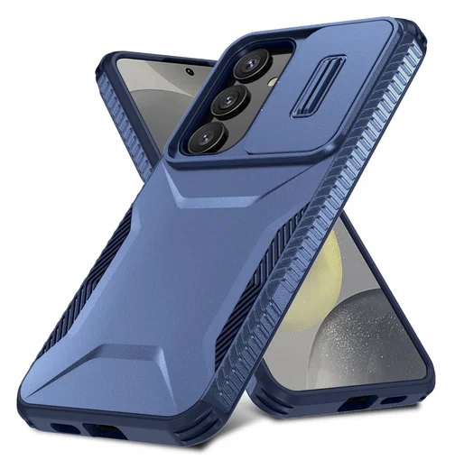 Samsung Galaxy S25 / S24 Hoesje Camera Slider Back Cover Schokbestendig Blauw afbeelding 2