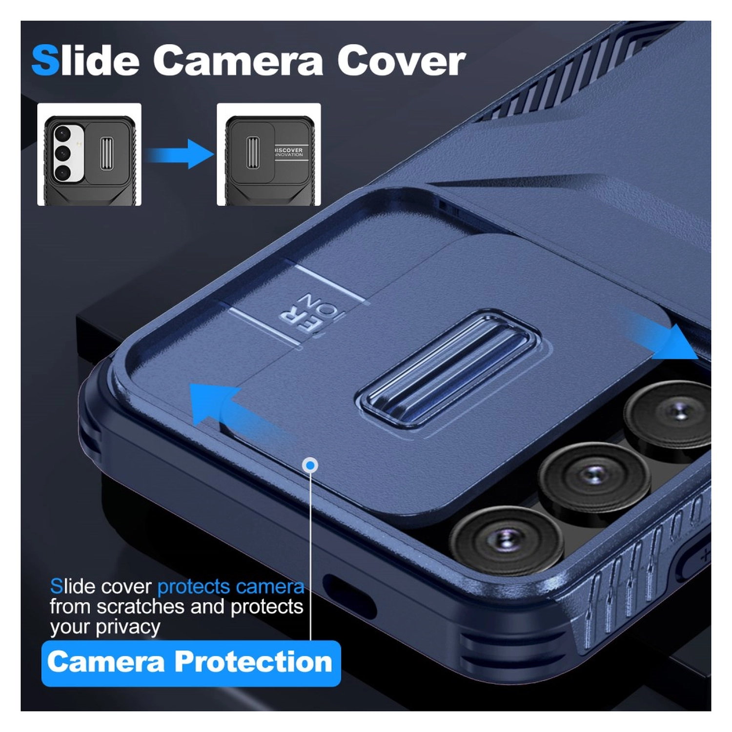 Samsung Galaxy S25 / S24 Hoesje Camera Slider Back Cover Schokbestendig Blauw afbeelding 4