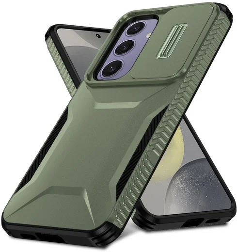 Samsung Galaxy S24 FE Hoesje Camera Slider Back Cover Schokbestendig Groen afbeelding 2