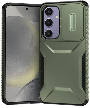 Samsung Galaxy S24 FE Hoesje Camera Slider Back Cover Schokbestendig Groen