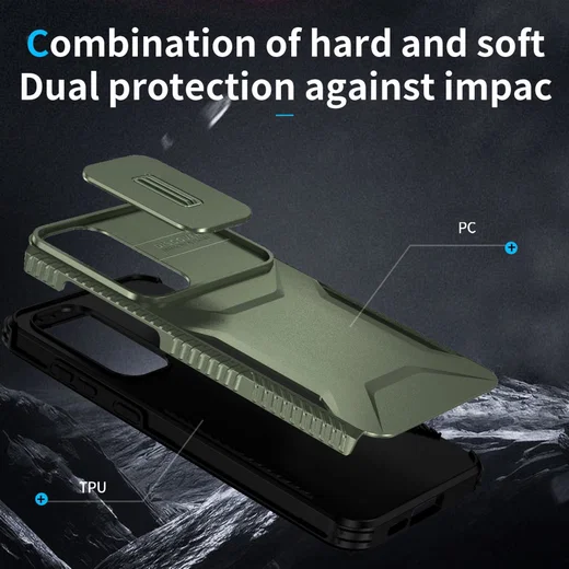 Samsung Galaxy S24 FE Hoesje Camera Slider Back Cover Schokbestendig Groen afbeelding 9