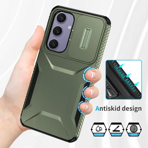 Samsung Galaxy S24 FE Hoesje Camera Slider Back Cover Schokbestendig Groen afbeelding 6