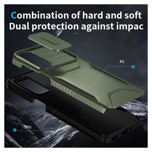 Samsung Galaxy A16 Hoesje Camera Slider Back Cover Schokbestendig Groen afbeelding 6